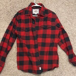 American Eagle Red and Black Plaid Shirt